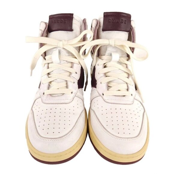 Rhude Rhecess-Hi Sneakers 7 Men's White Maroon Sneakers New - Picture 4 of 13